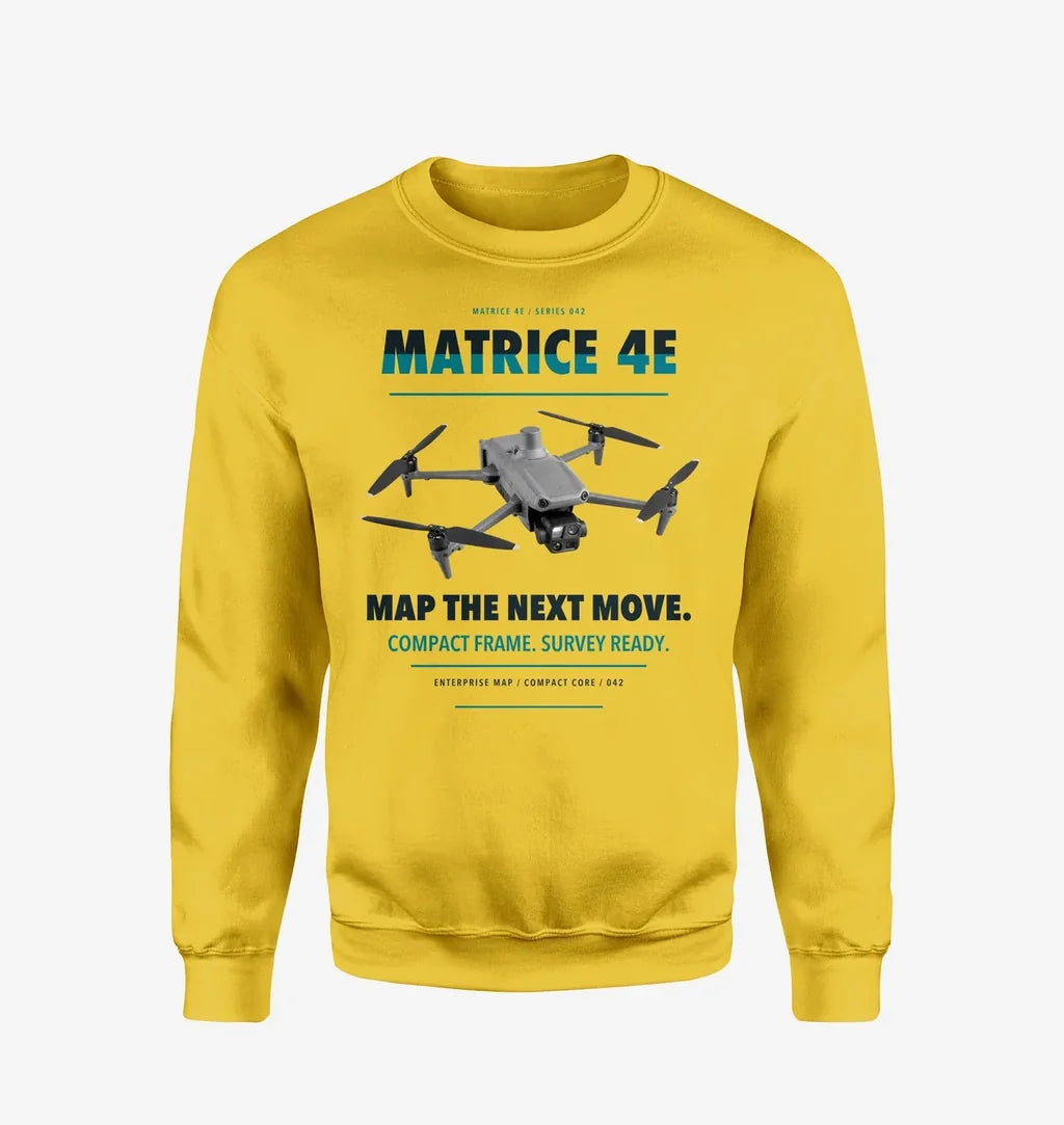 DJI Matrice 4E design on yellow sweatshirt