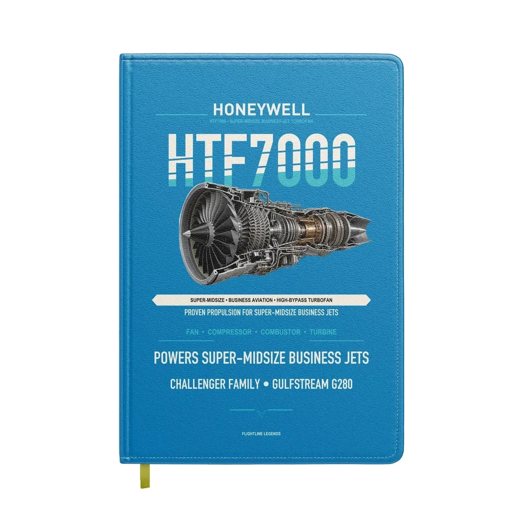 HTF7000 design on turquoise notebook