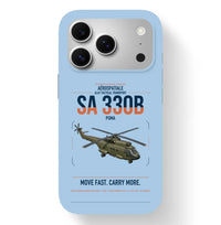 Thumbnail for Aérospatiale SA 330B Puma design on light blue magsafe iphone case, for iPhone 17 Pro
