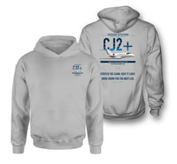 Thumbnail for Cessna Citation CJ2+ design on light gray double-side hoodie, double-side print