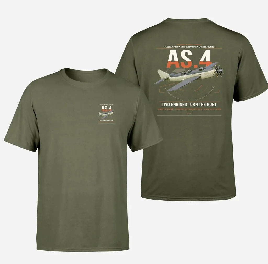 Fairey Gannet AS.4 design on green army t-shirt, double-side print