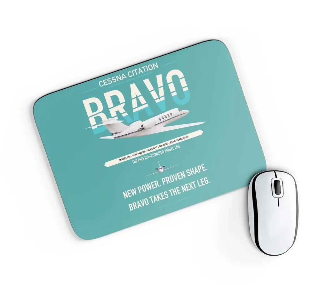 Cessna Citation Bravo design on turquoise rectangle mouse pad