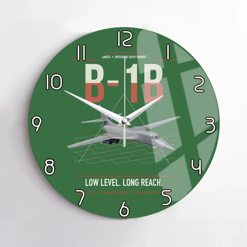 B-1B Lancer design on green no frame wall clock