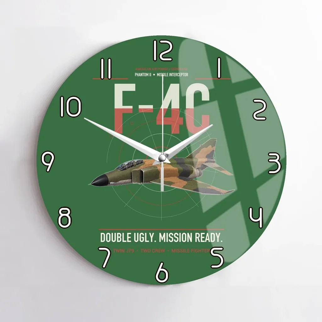 F-4C Phantom II design on green no frame wall clock