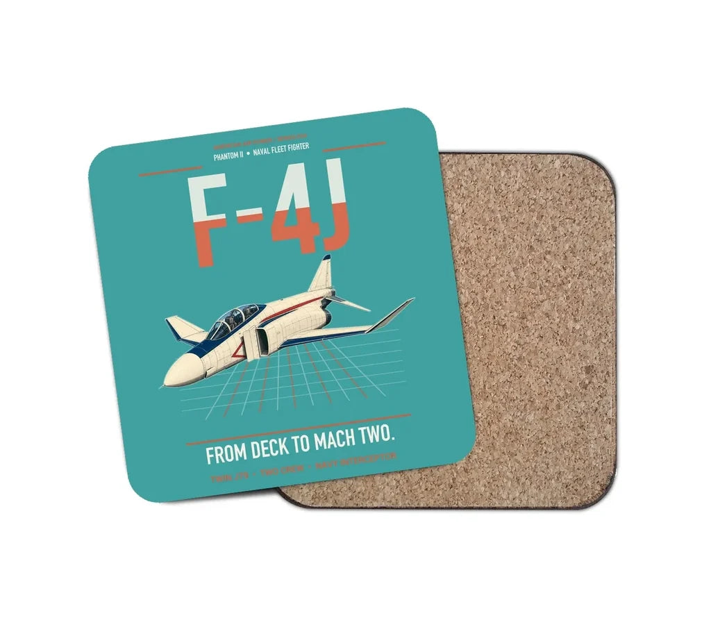 F-4J Phantom II design on turquoise 1 piece coaster