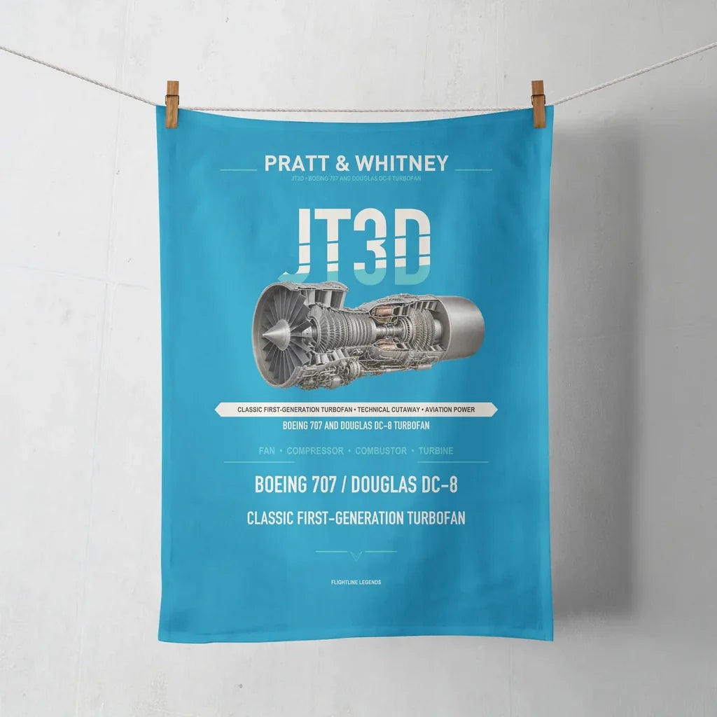 JT3D design on turquoise towel