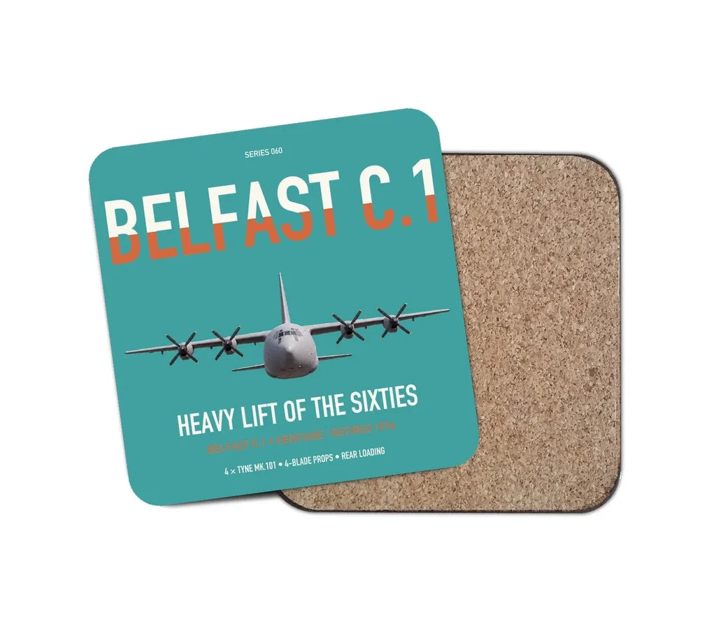 Short Belfast C.1 design on turquoise 1 piece coaster