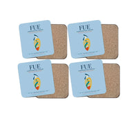 Thumbnail for Fuerteventura Airport (FUE) design on light blue 4 pieces set coaster