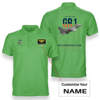 Thumbnail for SEPECAT Jaguar GR1 design on light green+name double-side polo t-shirt, double-side print