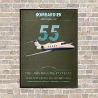Thumbnail for Bombardier Learjet 55 vertical canvas print - framed - green army background