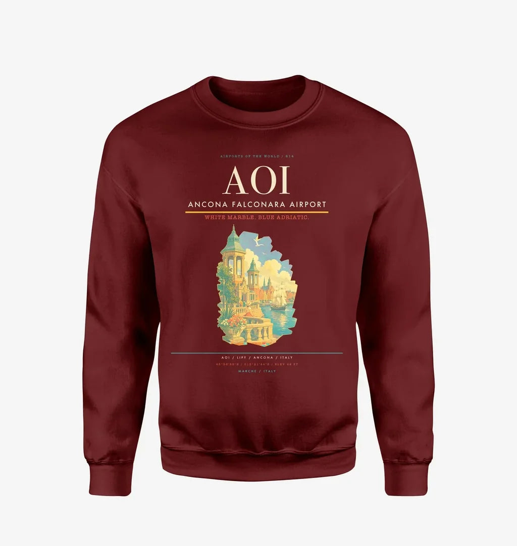 Ancona Falconara Airport AOI Sweatshirt - Wine Red