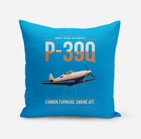 Thumbnail for P-39Q Airacobra design on turquoise pillow