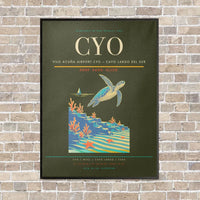 Thumbnail for Vilo Acuña Airport CYO — Cayo Largo del Sur vertical canvas print - framed - green army background