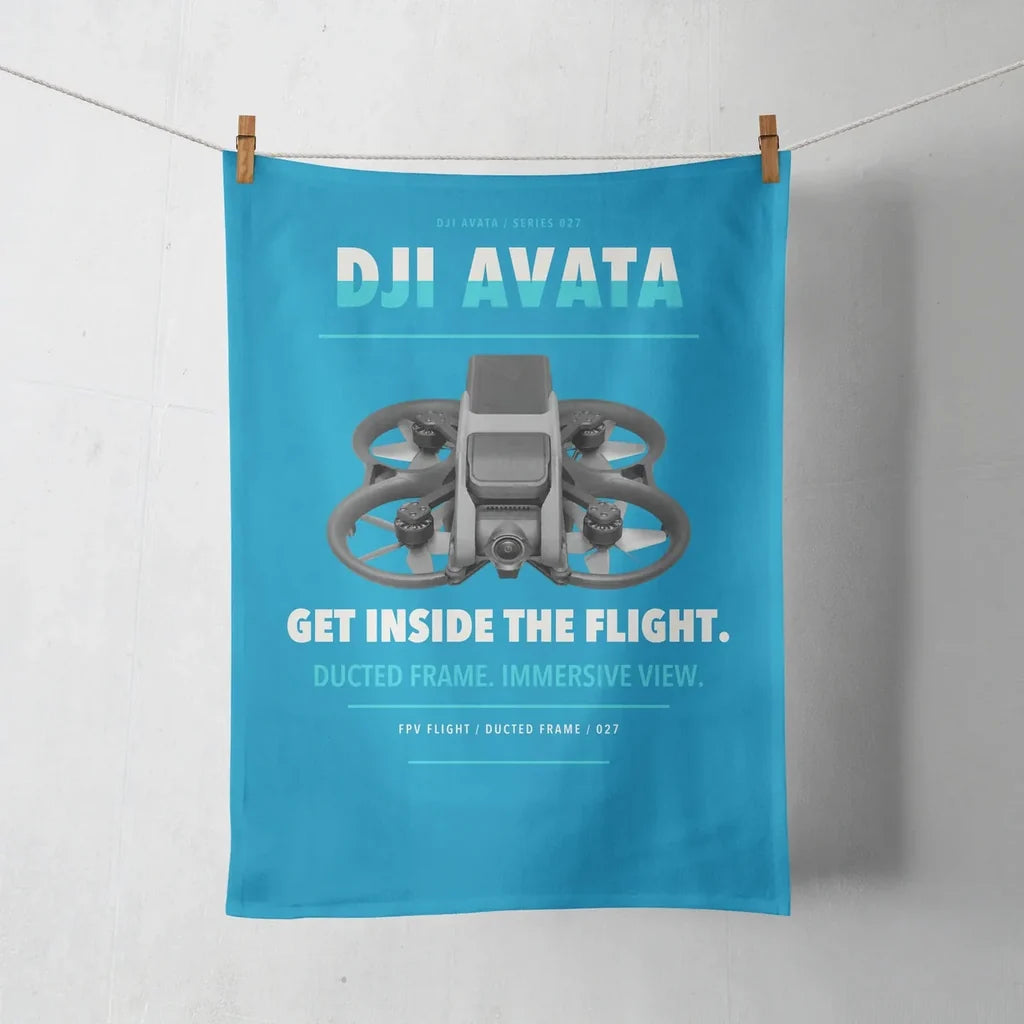 DJI Avata design on turquoise towel