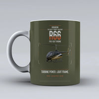 Thumbnail for Robinson R66 design on green army ceramic mug, double-side print