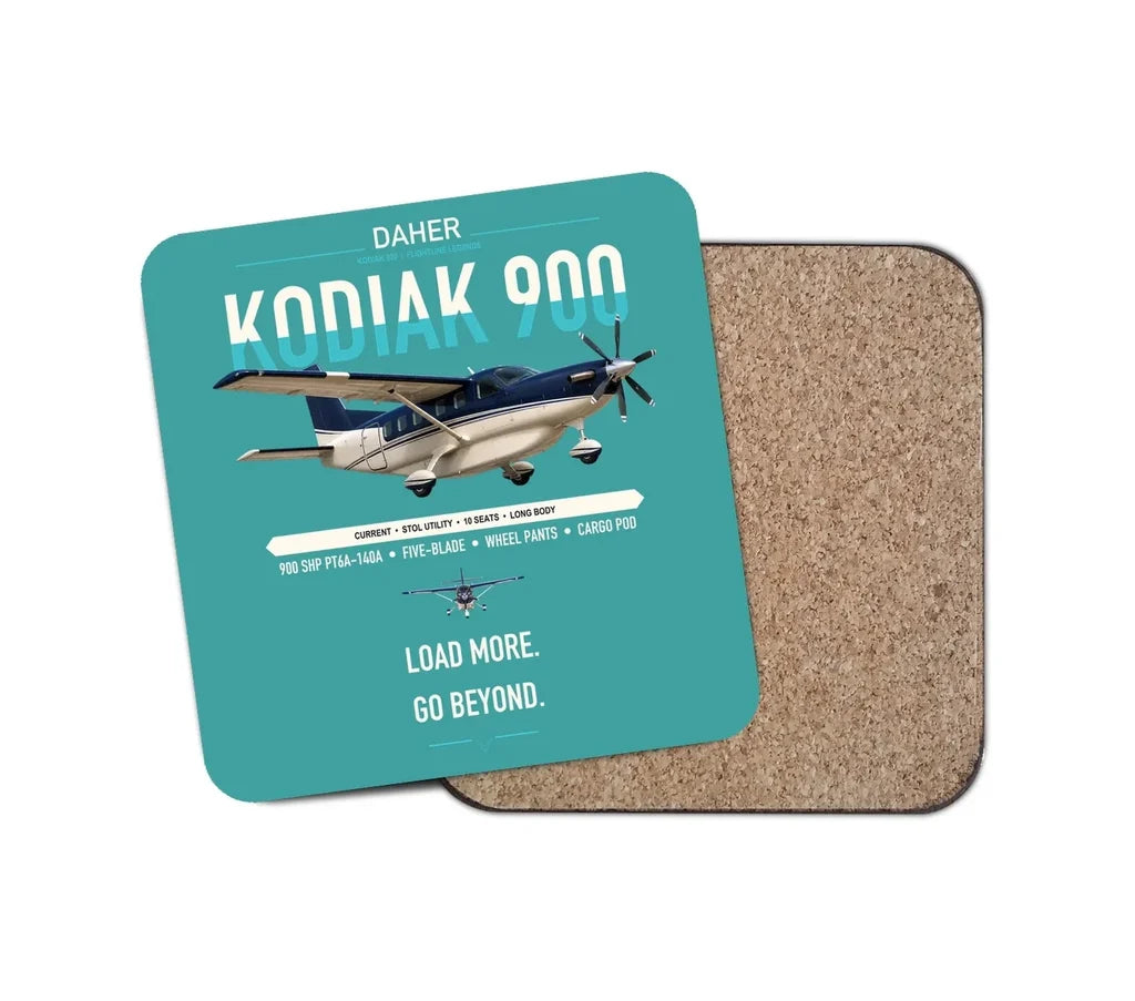 Daher Kodiak 900 design on turquoise 1 piece coaster