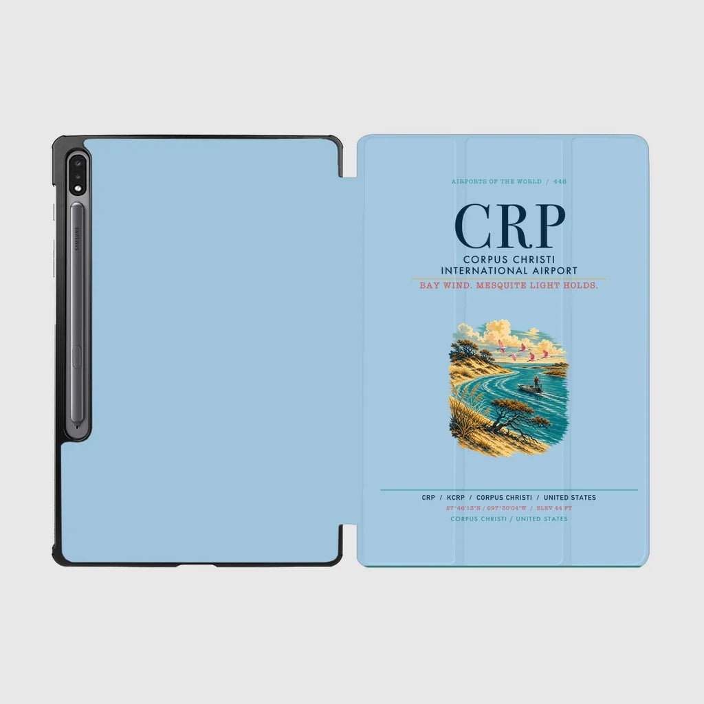 Corpus Christi International Airport (CRP) design on light blue samsung tablet tablet case