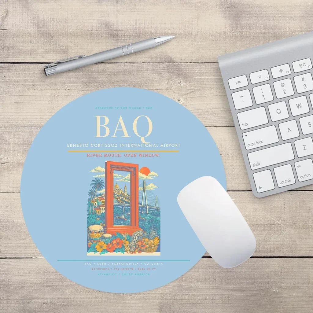 Ernesto Cortissoz International Airport BAQ Mouse-Pad Round - Light Blue