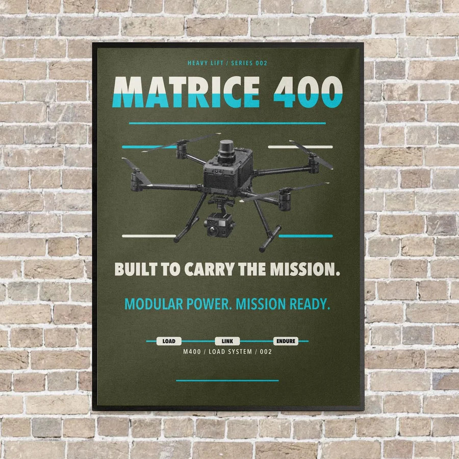 DJI Matrice 400 vertical canvas print - framed - green army background