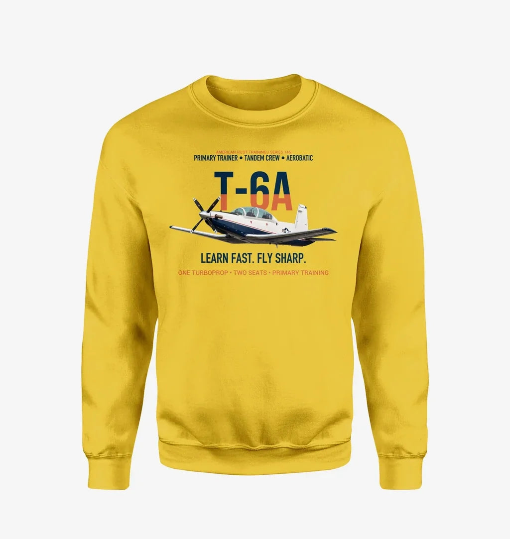 T-6A Texan II Train The Next Generation design on yellow sweatshirt