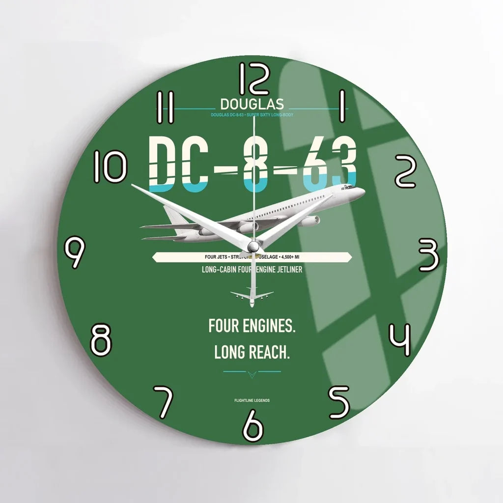 Douglas DC-8-63 design on green no frame wall clock