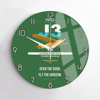Thumbnail for Piper J-3 Cub design on green no frame wall clock