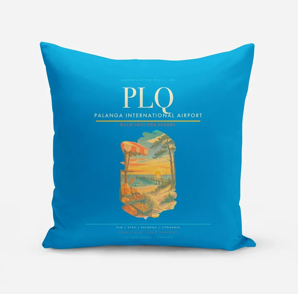 Palanga International Airport (PLQ) design on turquoise pillow