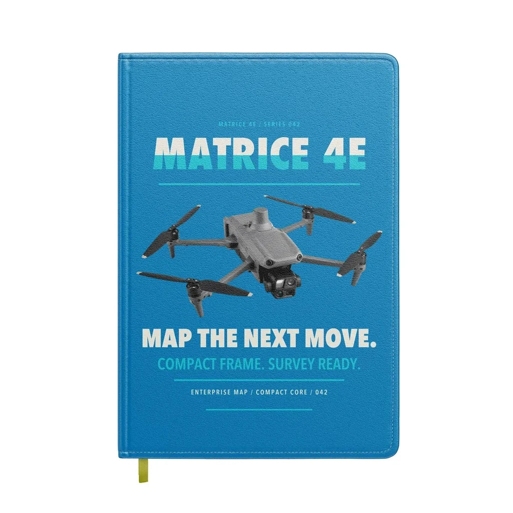 DJI Matrice 4E design on turquoise notebook