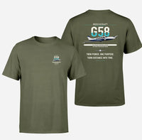 Thumbnail for Beechcraft Baron G58 design on green army t-shirt, double-side print