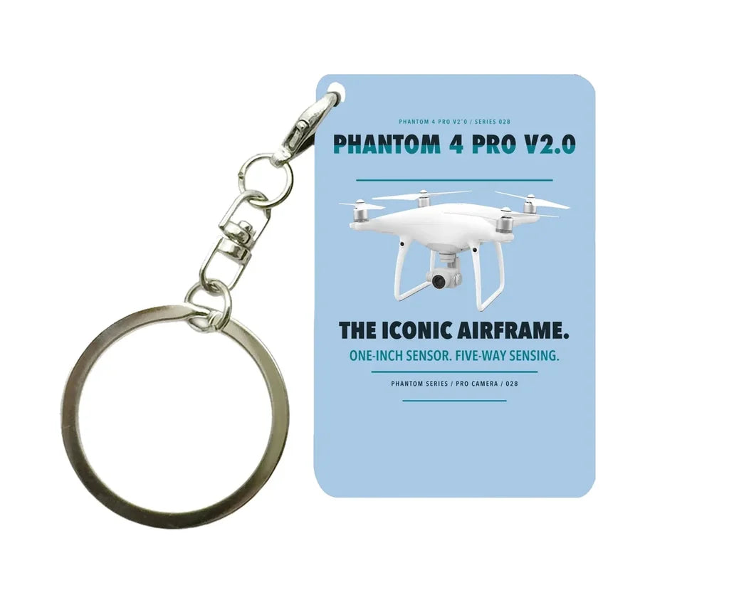 DJI Phantom 4 Pro V2.0 Key Chain design on light blue key chain