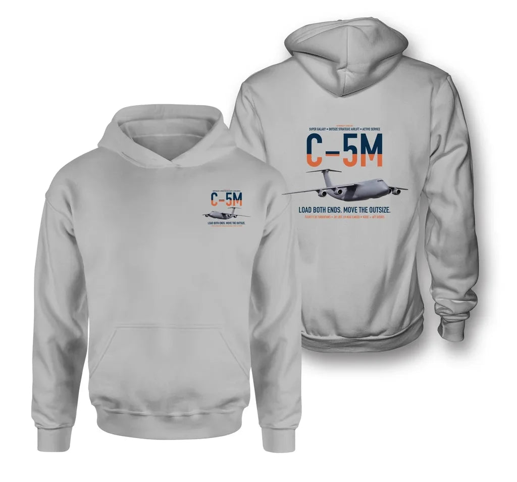 C-5M Super Galaxy design on light gray double-side hoodie, double-side print