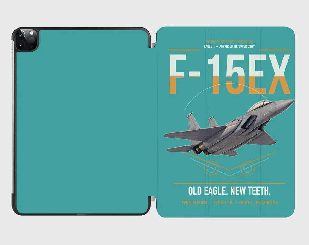 F-15EX Eagle II design on turquoise ipad tablet case