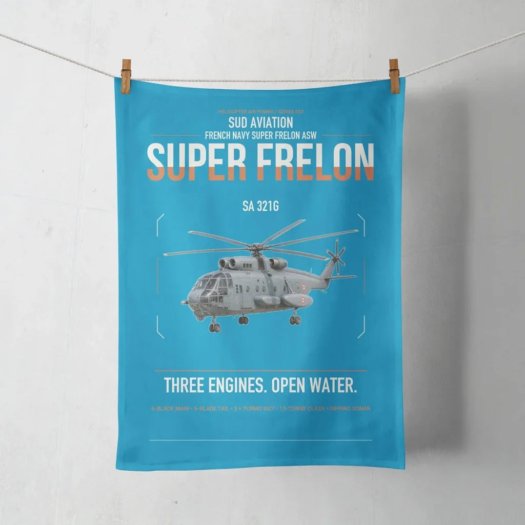 Sud Aviation SA 321G Super Frelon design on turquoise towel