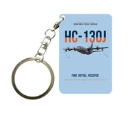 Thumbnail for HC-130J COMBAT KING II design on light blue designed key chain, double-side print