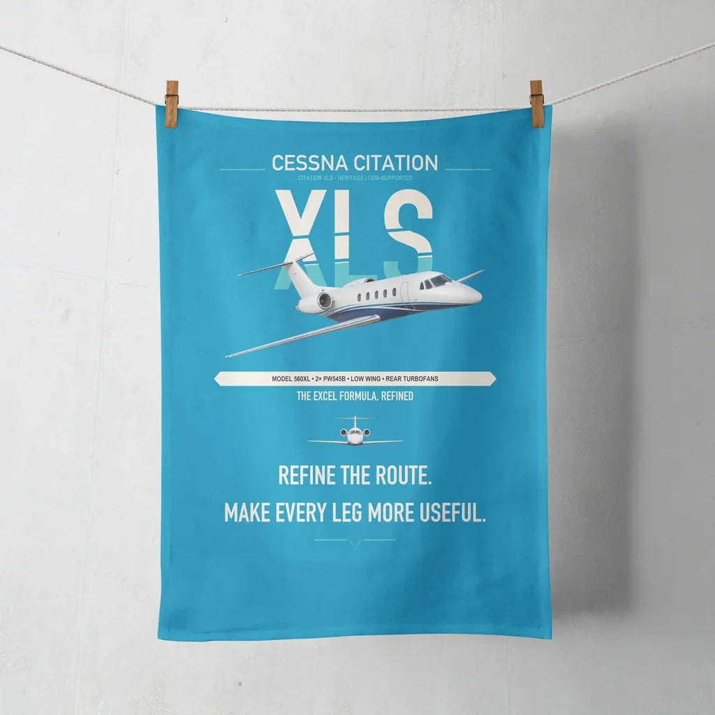 Cessna Citation XLS design on turquoise towel
