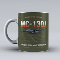 Thumbnail for MC-130J COMMANDO II design on green army ceramic mug, double-side print