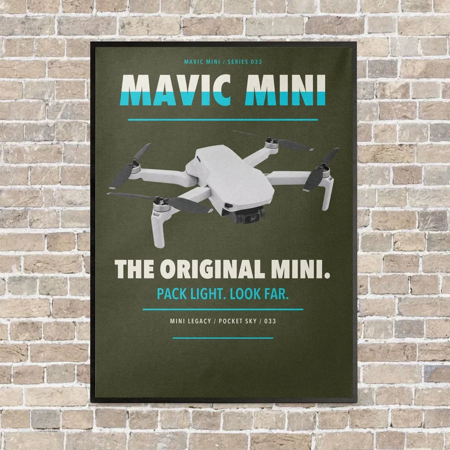 DJI Mavic Mini vertical canvas print - framed - green army background