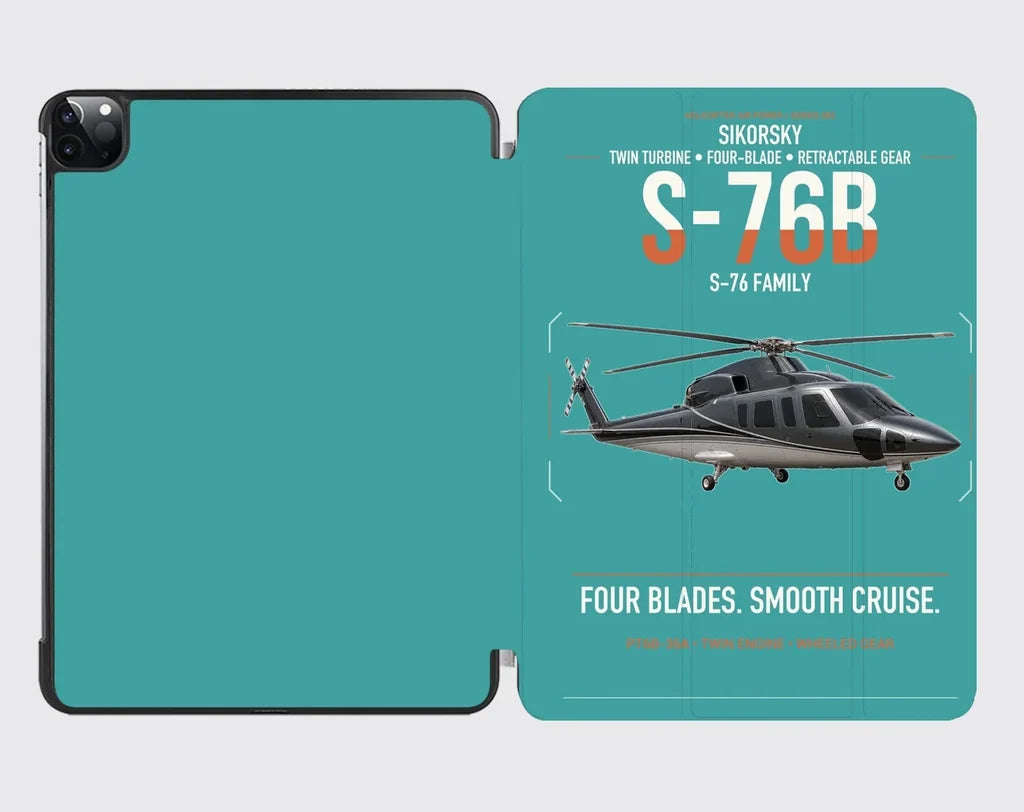 Sikorsky S-76B design on turquoise ipad tablet case