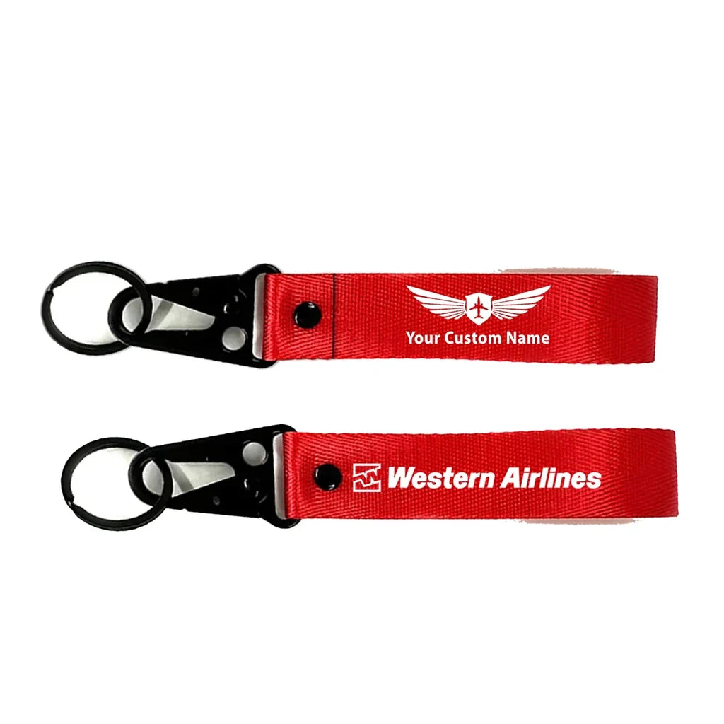 Western Airlines Hawk-shaped key chain, Red + NAME