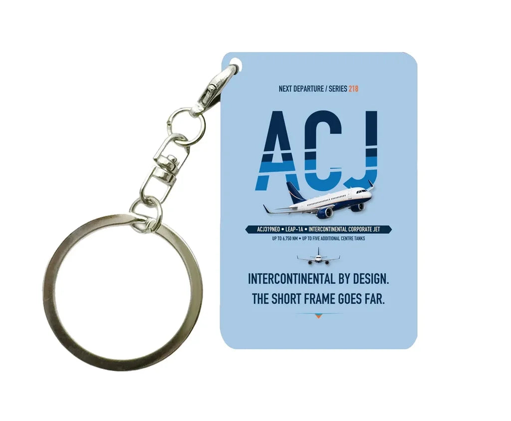 Airbus ACJ319neo Key Chain design on light blue key chain