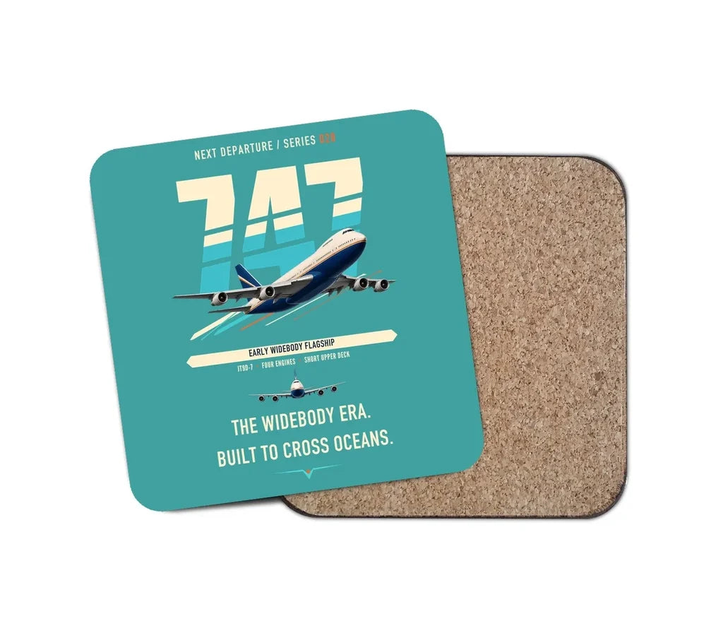 Boeing 747-200B design on turquoise 1 piece coaster