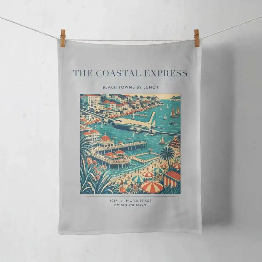 VINTAGE G4096 - The Coastal Express - Designed Towels design on lightgray