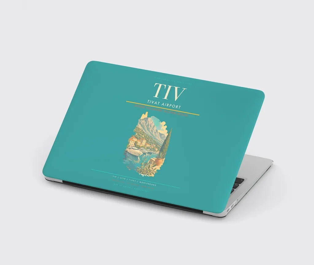 Tivat Airport (TIV) design on turquoise MacBook case