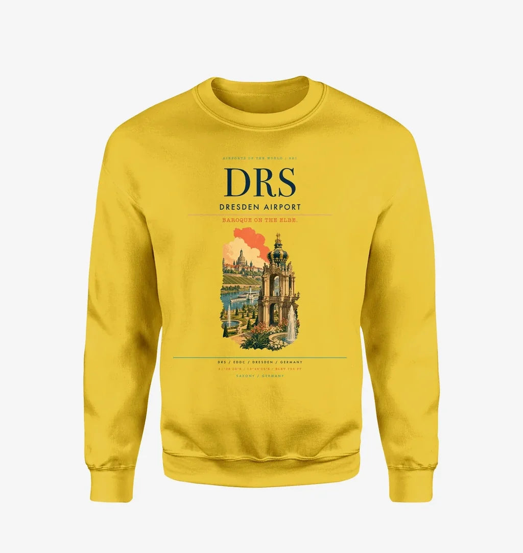 Dresden Airport (DRS) design on yellow sweatshirt