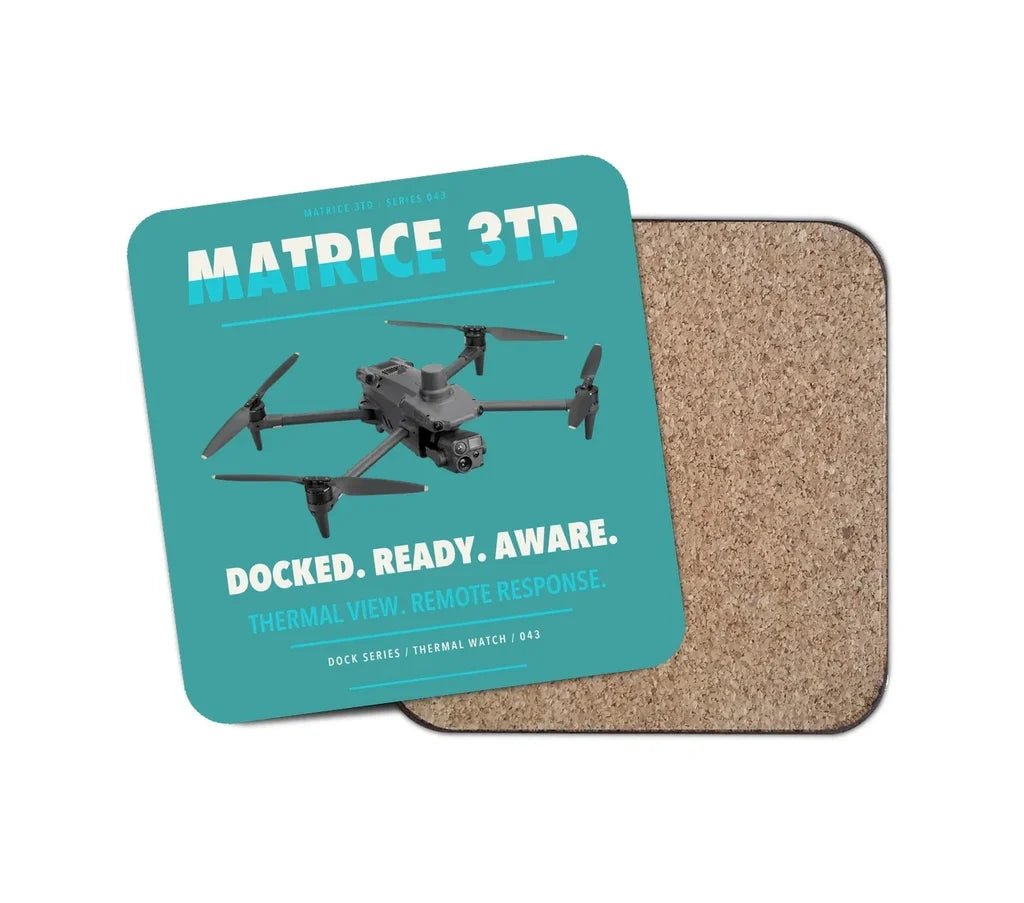 DJI Matrice 3TD design on turquoise 1 piece coaster