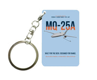 Thumbnail for MQ-25A STINGRAY design on light blue designed key chain, double-side print