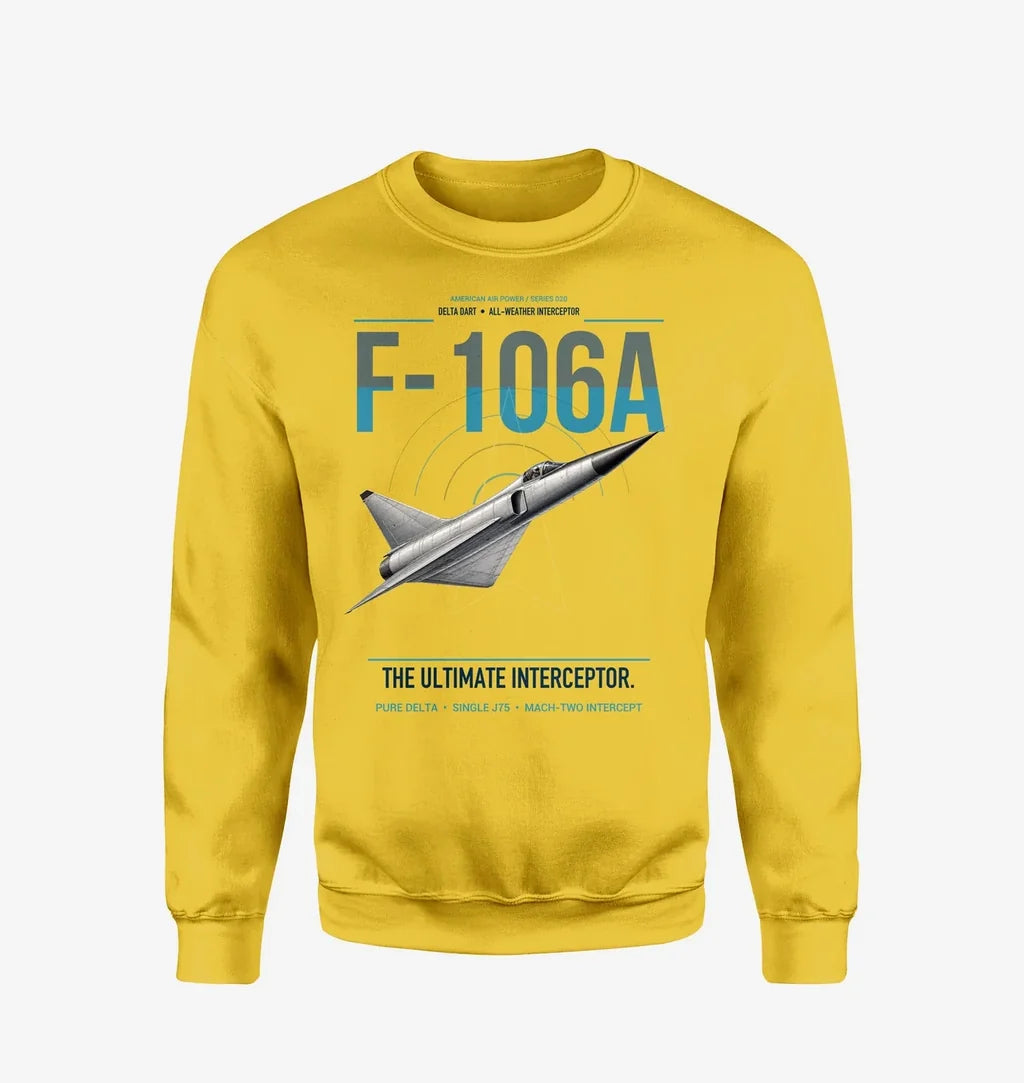 F-106A Delta Dart design on yellow sweatshirt