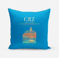 Thumbnail for Graz Airport (GRZ) design on turquoise pillow