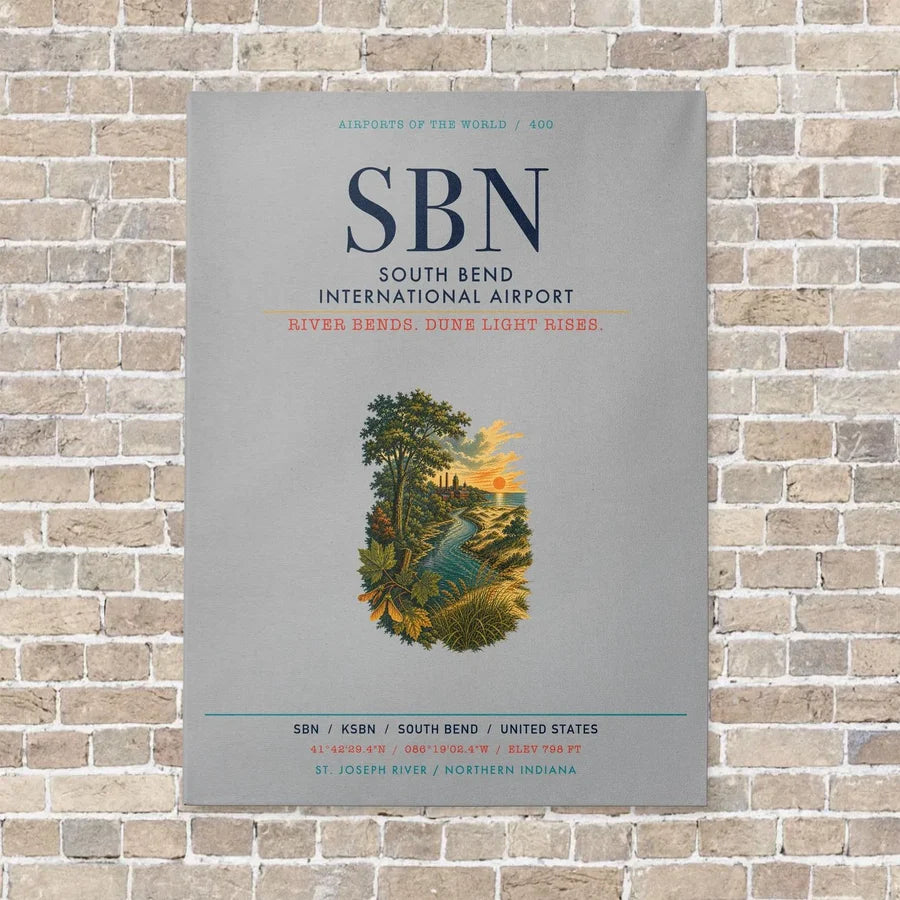 South Bend International Airport SBN vertical canvas print - no frame - light gray background