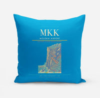Thumbnail for Molokai Airport (MKK) design on turquoise pillow